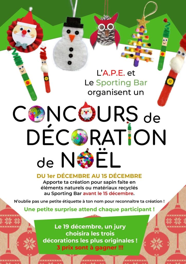 Concours de décoration de noel Association des Parents d'Élèves