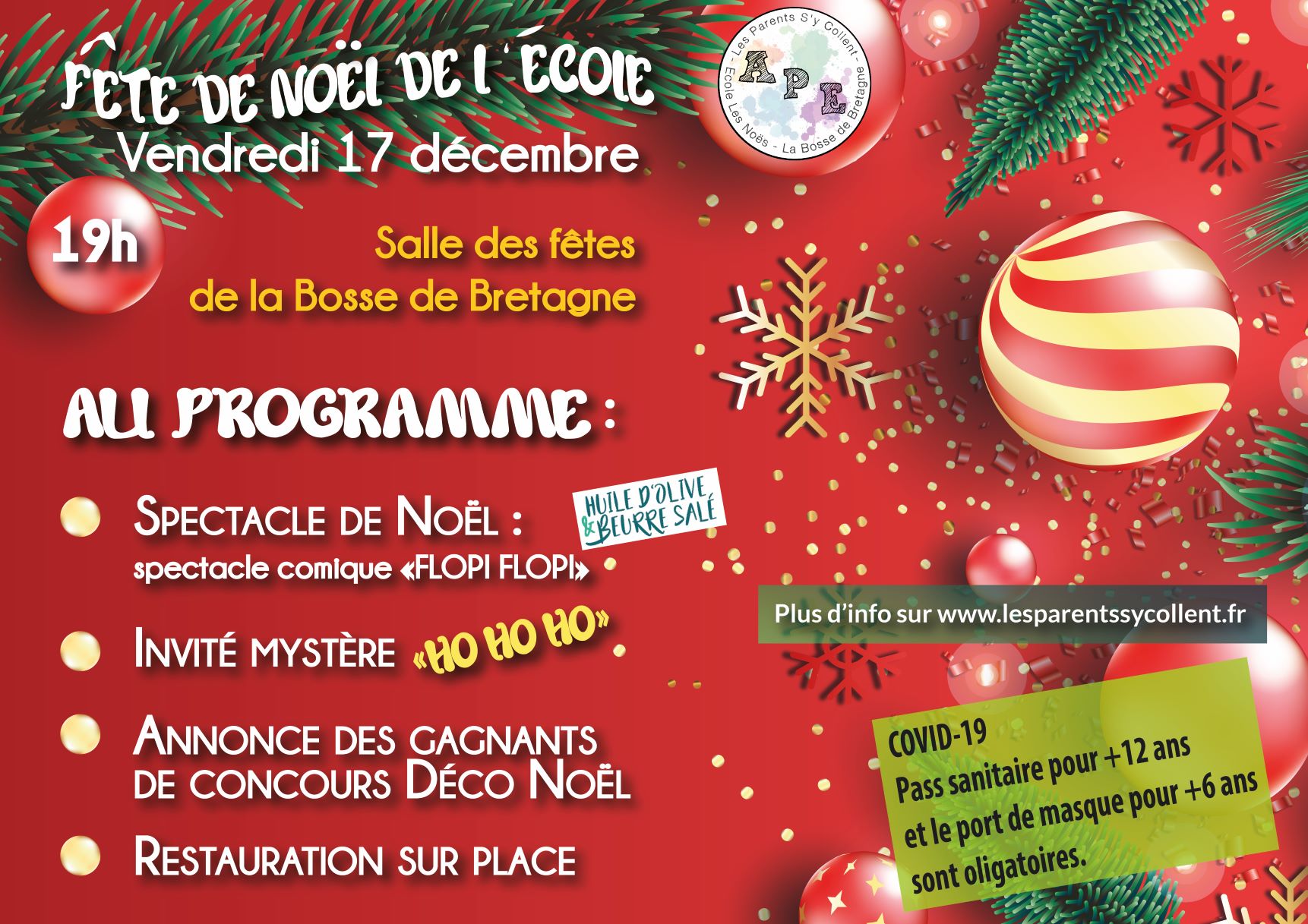 Fête de noël de l'école 2021 - Association des Parents d'Élèves